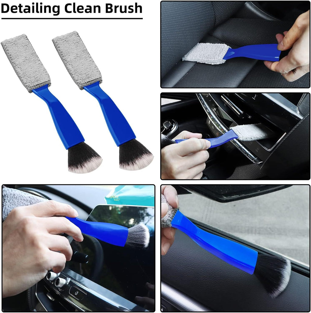 2Pcs Double Head Brush for Car Clean Soft Car Detailing Brush Detailing Interior