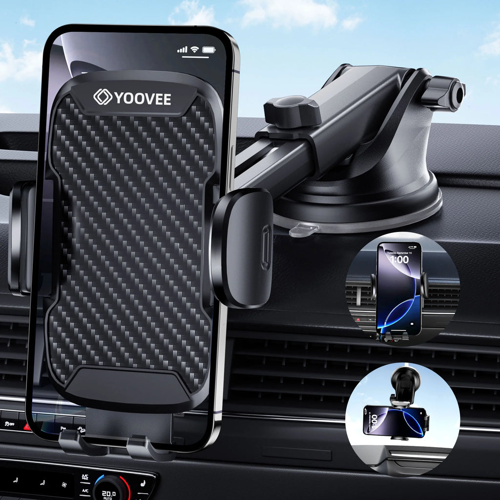 360° Rotatable Car Phone Holder, Dashboard, Windshield & Air Vent Mount for 4.0"-7.0" Smartphones (Iphone, Etc)