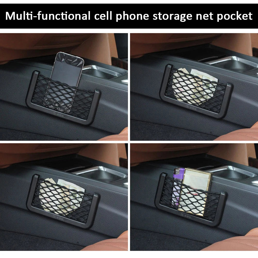 Universal Car Net Pocket Mesh Car Organizer Car String Bag Car Accessories for Purse Phone Holder Pocket Organizer