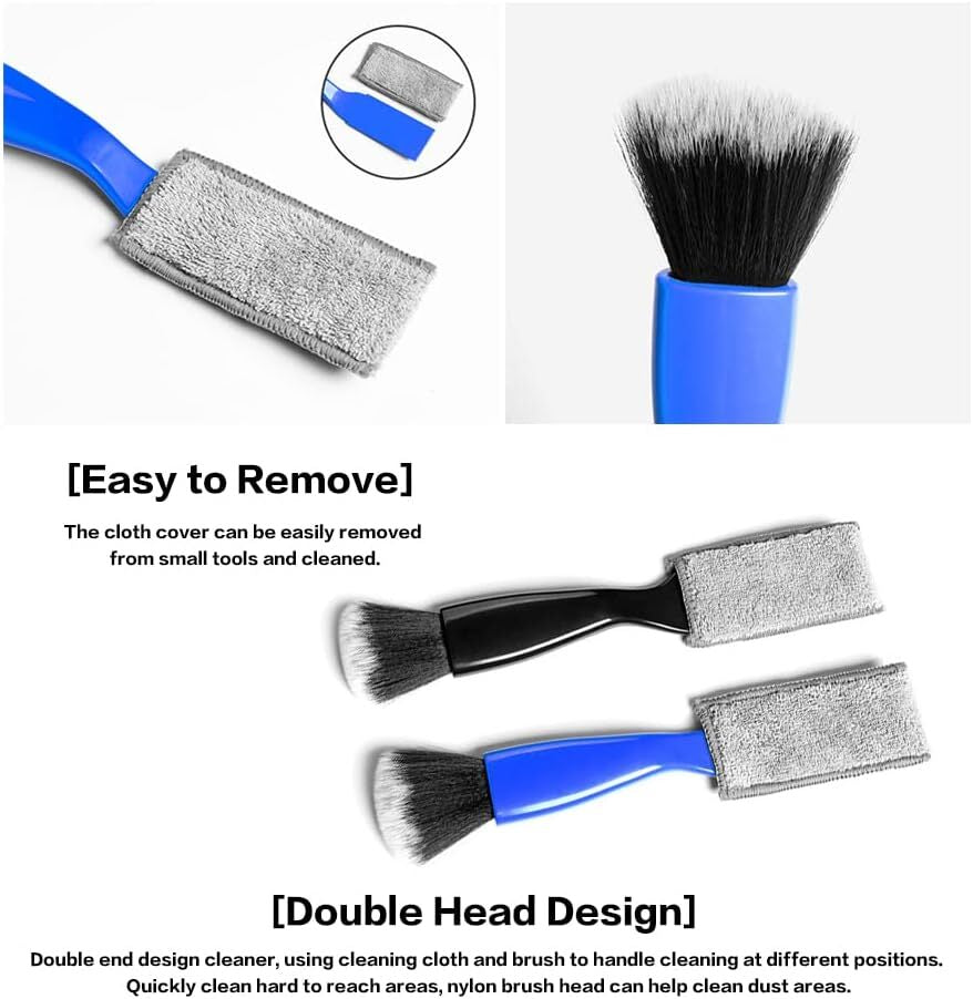 2Pcs Double Head Brush for Car Clean Soft Car Detailing Brush Detailing Interior