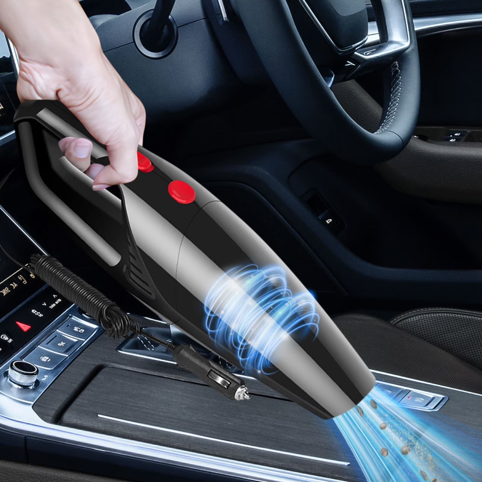 Cordless Car Vacuum Cleaner, Wet Dry Handheld Portable Vacuum with USB Charging, Ergonomic Design for Car Interior Pet Hair Crumbs Spills, Includes Nozzle/Brush/Hose