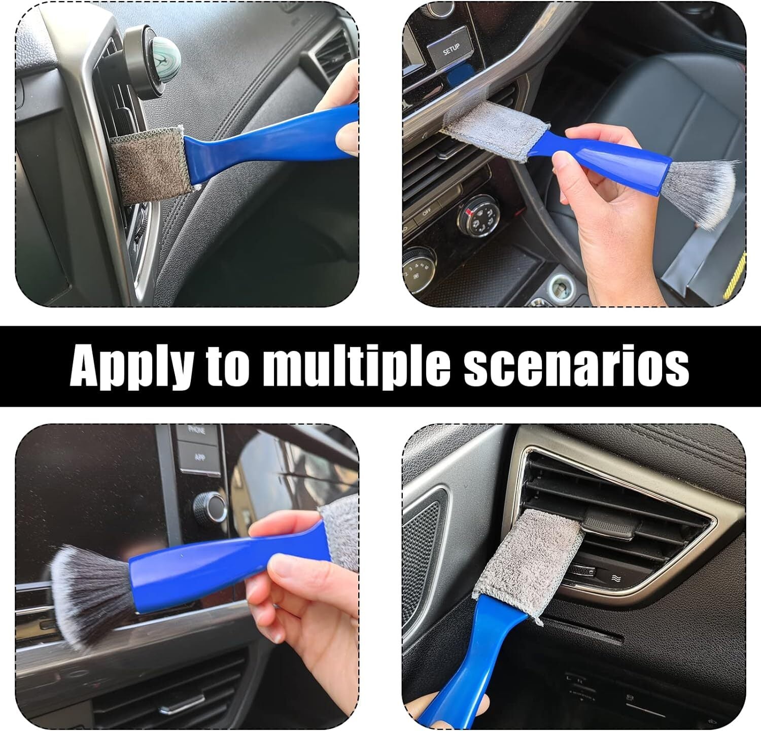 2Pcs Double Head Brush for Car Clean Soft Car Detailing Brush Detailing Interior