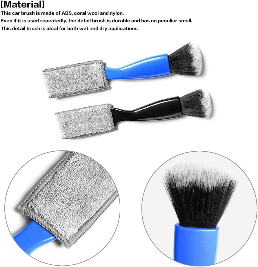 2Pcs Double Head Brush for Car Clean Soft Car Detailing Brush Detailing Interior